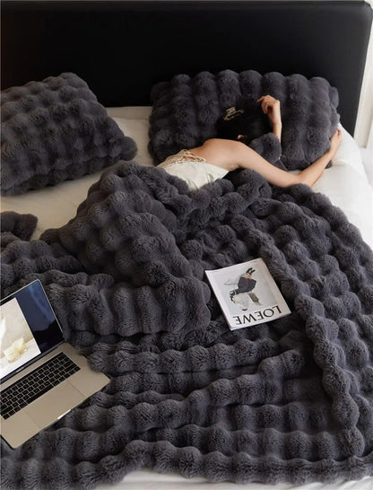 Cozy Plush Reversible Fleece Throw Blanket