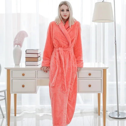 Plush Bathrobe with Hood and Adjustable Waist Belt