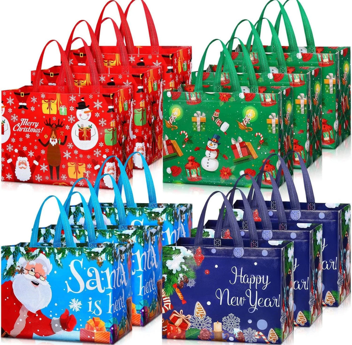 Reusable Holiday Gift Bags 12 Pack - Yeezlab