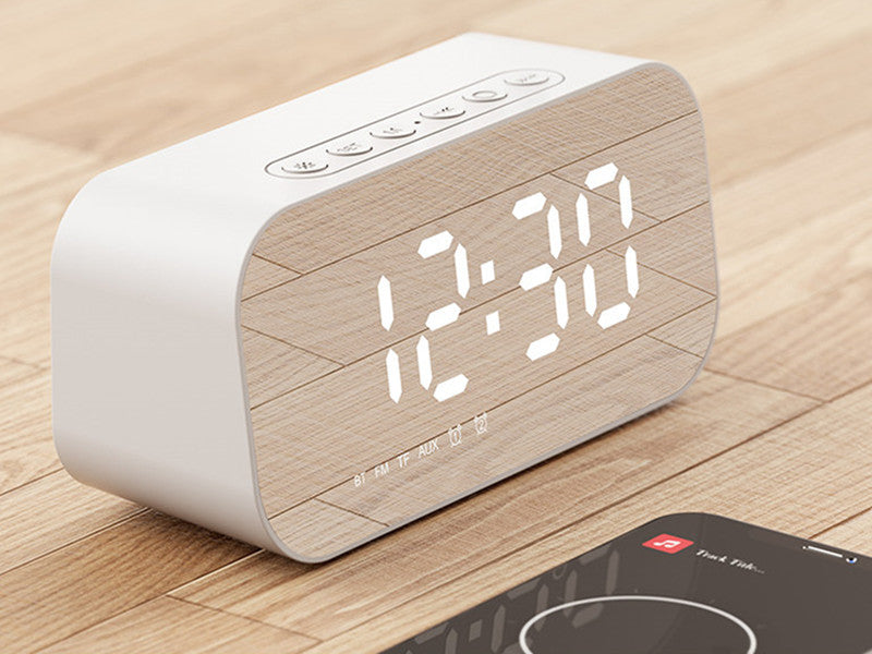 Compact Bluetooth Speaker with Clock and Thermometer