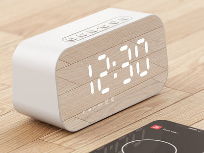 Compact Bluetooth Speaker with Clock and Thermometer