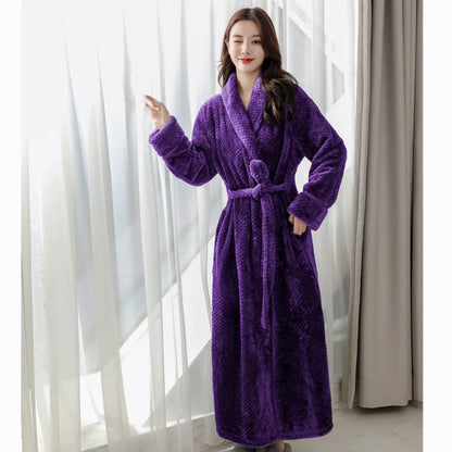 Plush Bathrobe with Hood and Adjustable Waist Belt