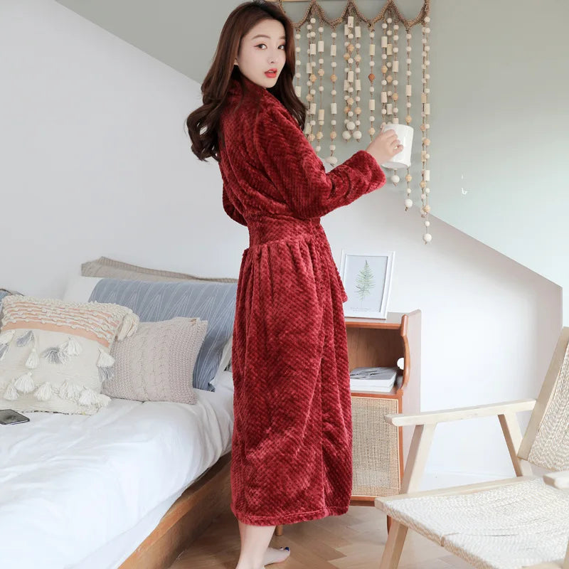 Plush Bathrobe with Hood and Adjustable Waist Belt