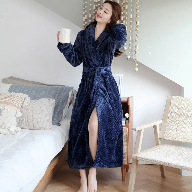 Plush Bathrobe with Hood and Adjustable Waist Belt
