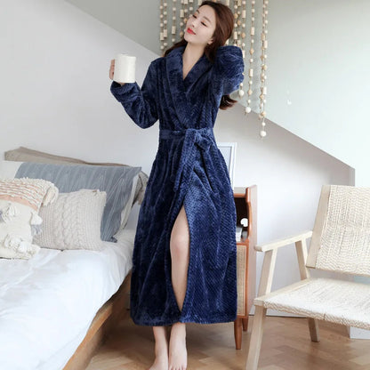 Plush Bathrobe with Hood and Adjustable Waist Belt