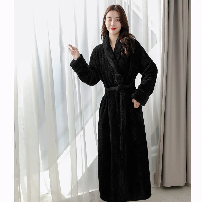 Plush Bathrobe with Hood and Adjustable Waist Belt