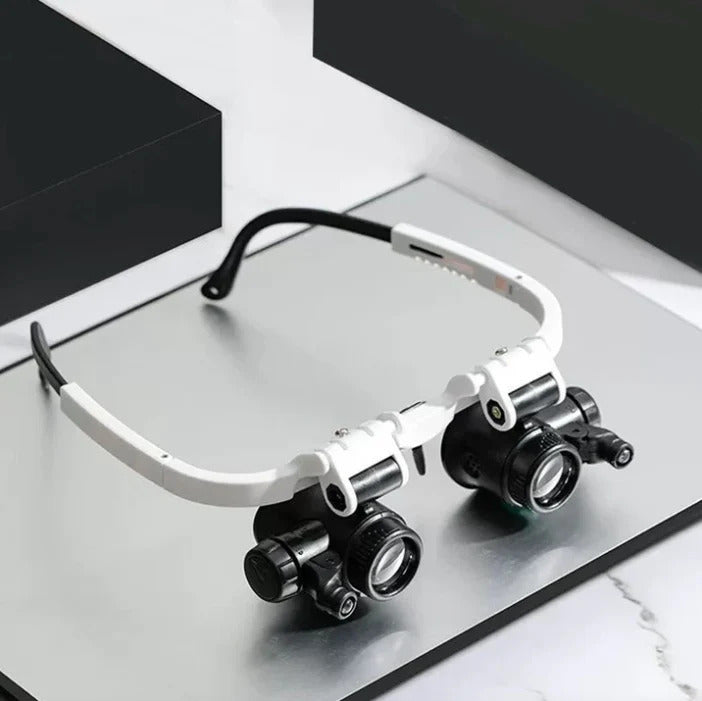 Adjustable LED Magnifier Glasses - 8x, 15x, 23x Lenses