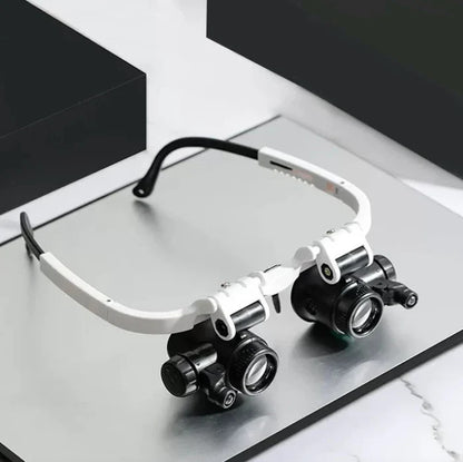Adjustable LED Magnifier Glasses - 8x, 15x, 23x Lenses