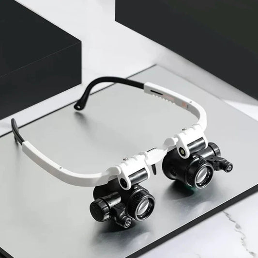 Adjustable LED Magnifier Glasses - 8x, 15x, 23x Lenses