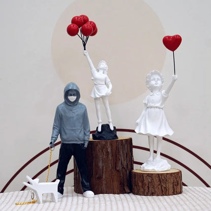 Banksy Figurines | Pop Art Decor | Thrower & Girl Statues