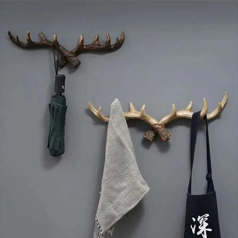 Rustic Wooden Antler Coat Hook - Yeezlab