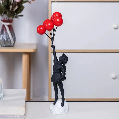 Banksy Inspired Flying Girl Figurine Sculpture