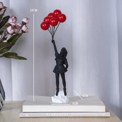 Banksy Inspired Flying Girl Figurine Sculpture