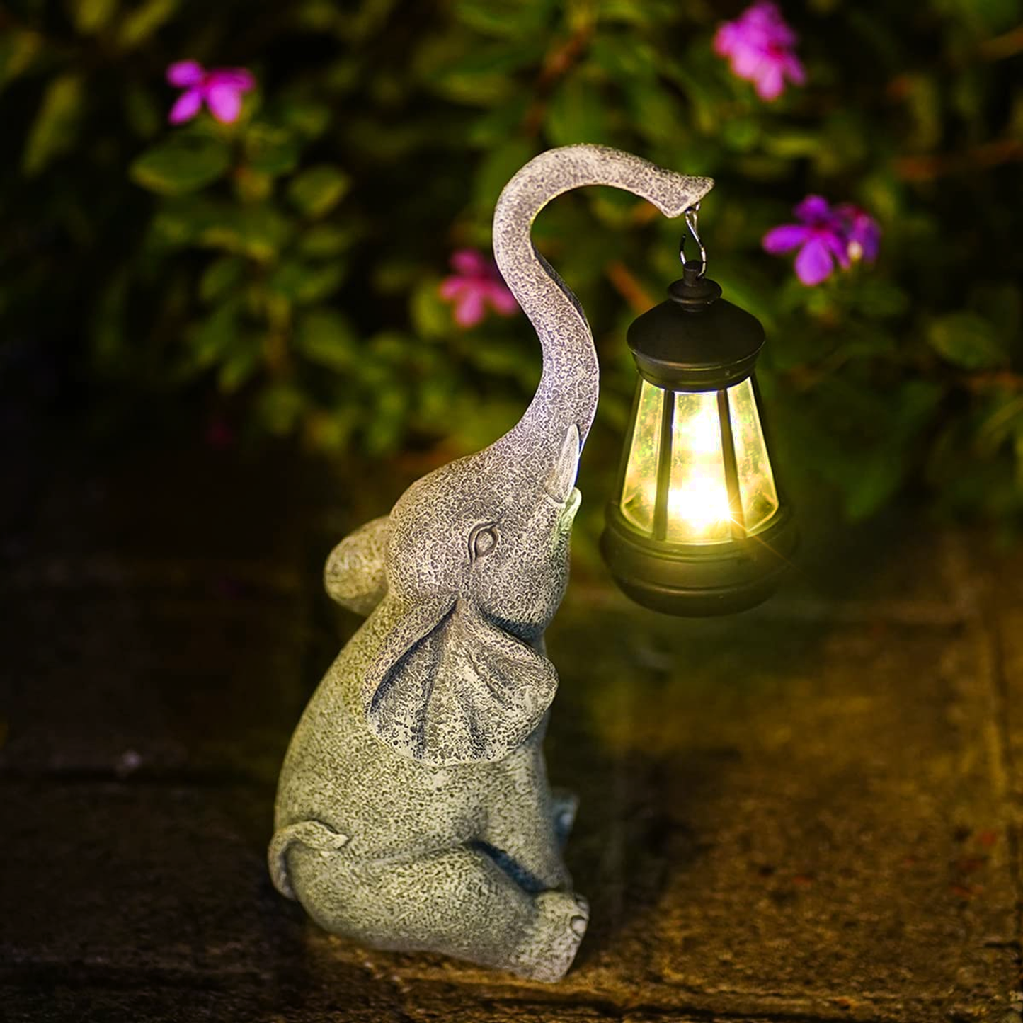 Solar Powered Elephant Outdoor Lamp