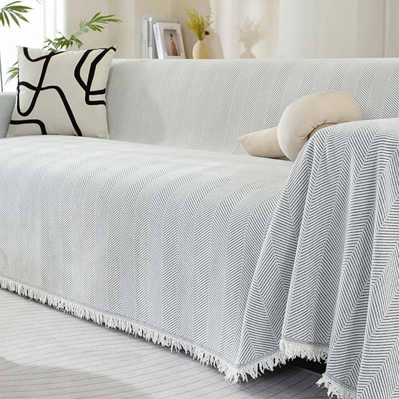 Plush Throw Blanket with Tassels for Sofa
