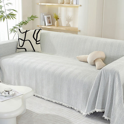 Plush Throw Blanket with Tassels for Sofa