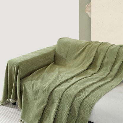 Plush Throw Blanket with Tassels for Sofa