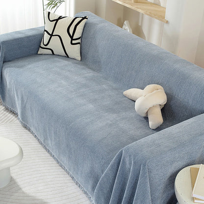 Plush Throw Blanket with Tassels for Sofa