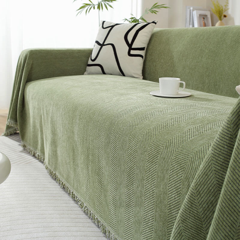 Plush Throw Blanket with Tassels for Sofa