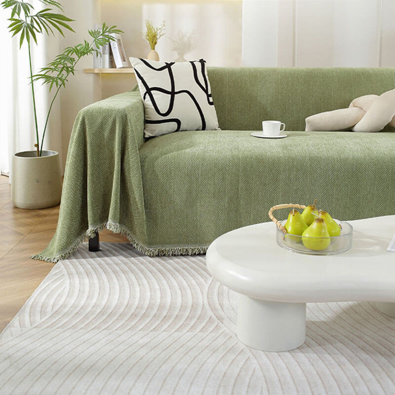 Plush Throw Blanket with Tassels for Sofa