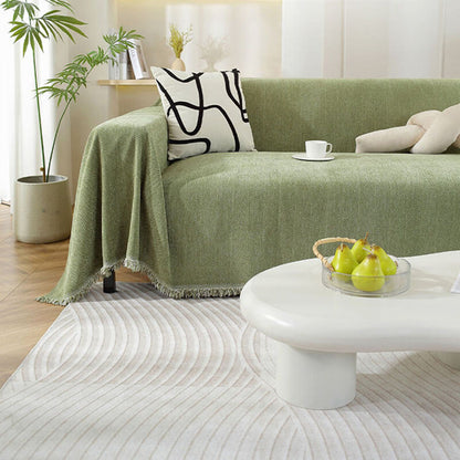 Plush Throw Blanket with Tassels for Sofa