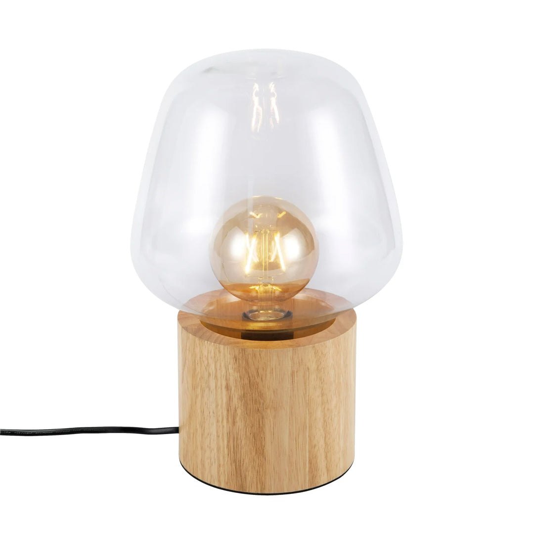 Classic Wood Table Lamp with Glass Shade