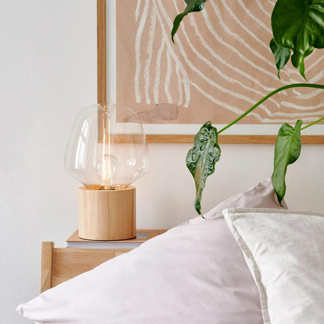 Classic Wood Table Lamp with Glass Shade - Yeezlab