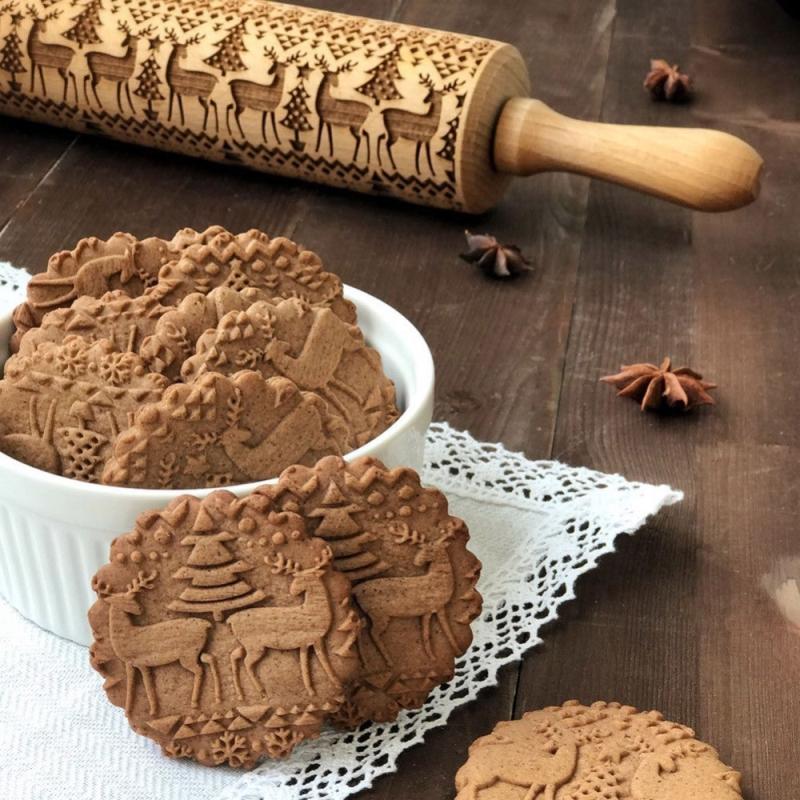 Top Christmas Reindeer Cookie Rolling Pin for Baking