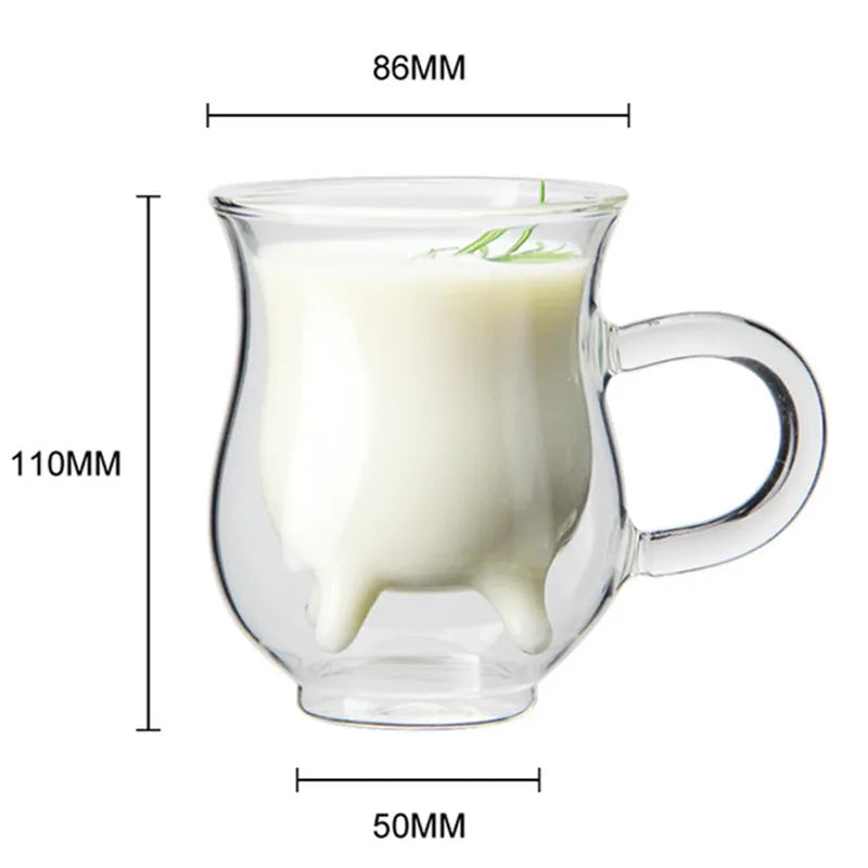 Double Walled Cow Design Coffee Mug