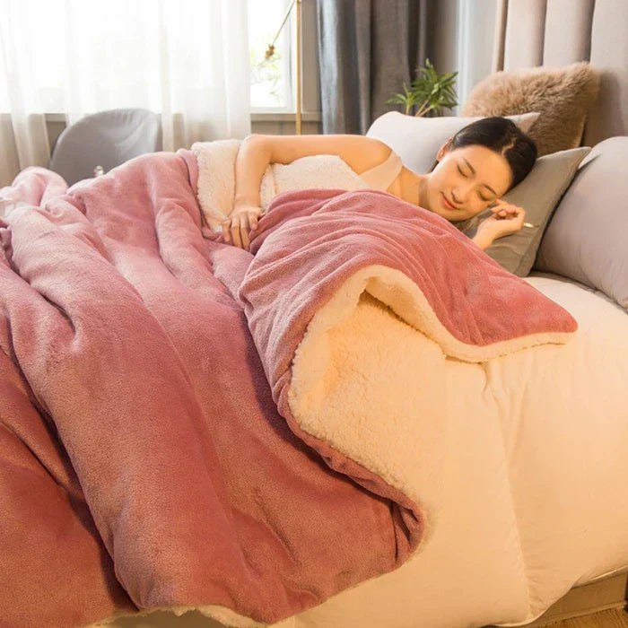 Soft Plush Reversible Winter Blanket