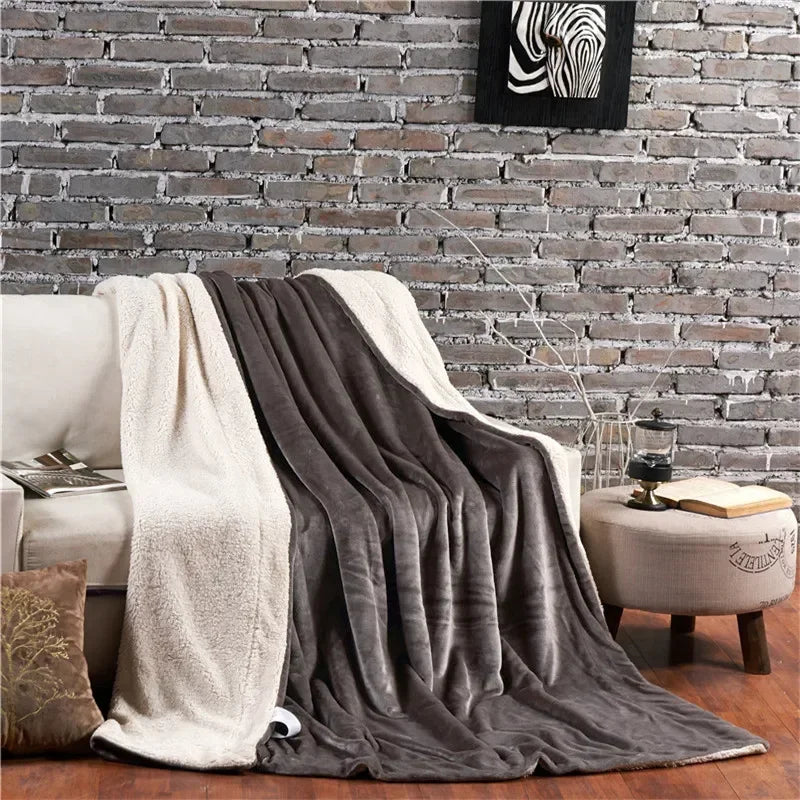 Soft Plush Reversible Winter Blanket