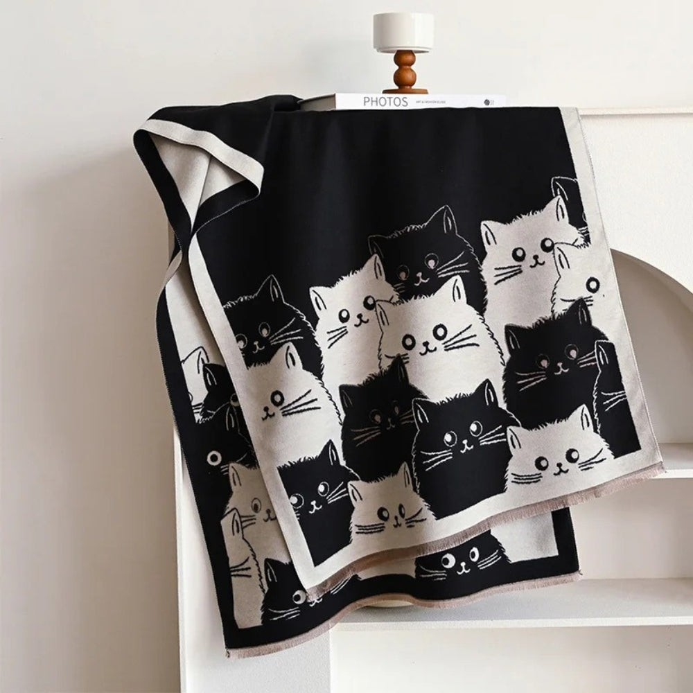Cozy Kitty Patterned Winter Scarf - Yeezlab
