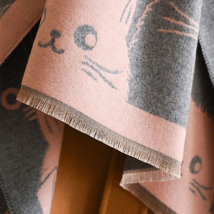 Cozy Kitty Patterned Winter Scarf