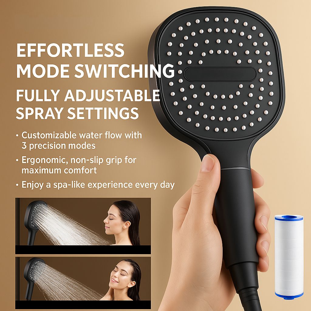 High Pressure Shower Head with Filter – Turbo Boost Showerhead for Low Water Pressure
