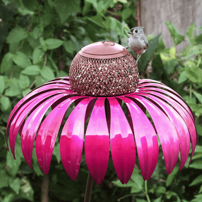 Rustic Metal Bird Feeder with Floral Garden Design - Yeezlab