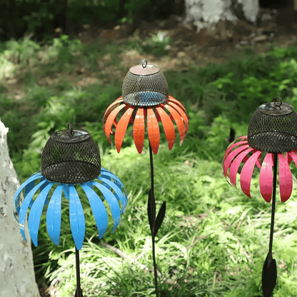 Rustic Metal Bird Feeder with Floral Garden Design