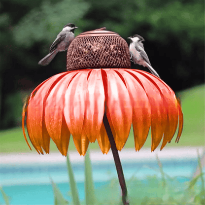 Rustic Metal Bird Feeder with Floral Garden Design