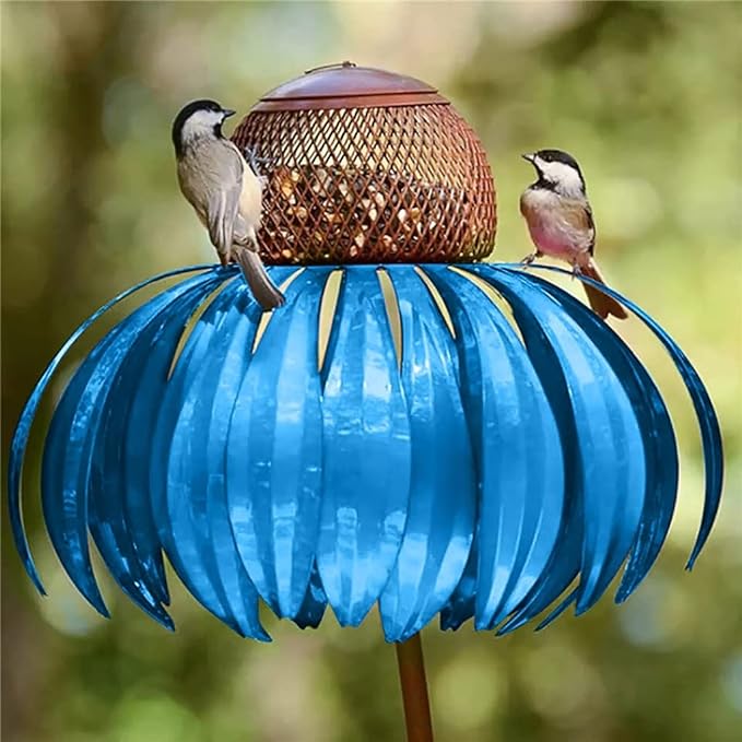 Rustic Metal Bird Feeder with Floral Garden Design