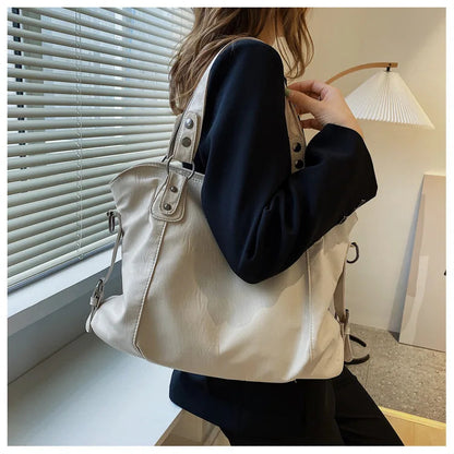 Vintage Style Faux Leather Tote Bag