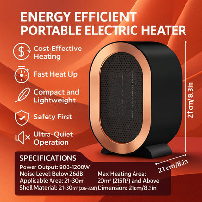 Compact Ceramic Electric Space Heater for Home Office