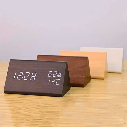 Wooden Digital LED Clock Radio Alarm