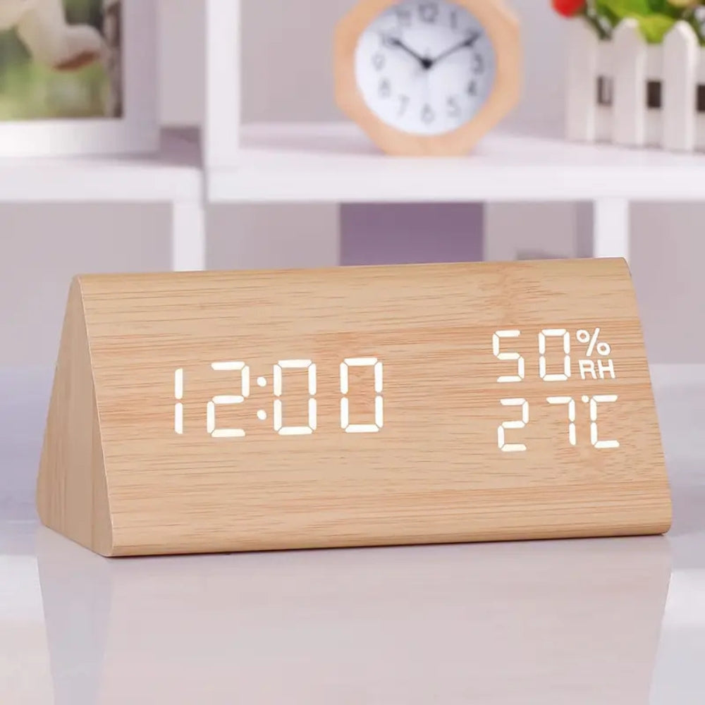 Wooden Digital LED Clock Radio Alarm