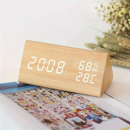 Wooden Digital LED Clock Radio Alarm