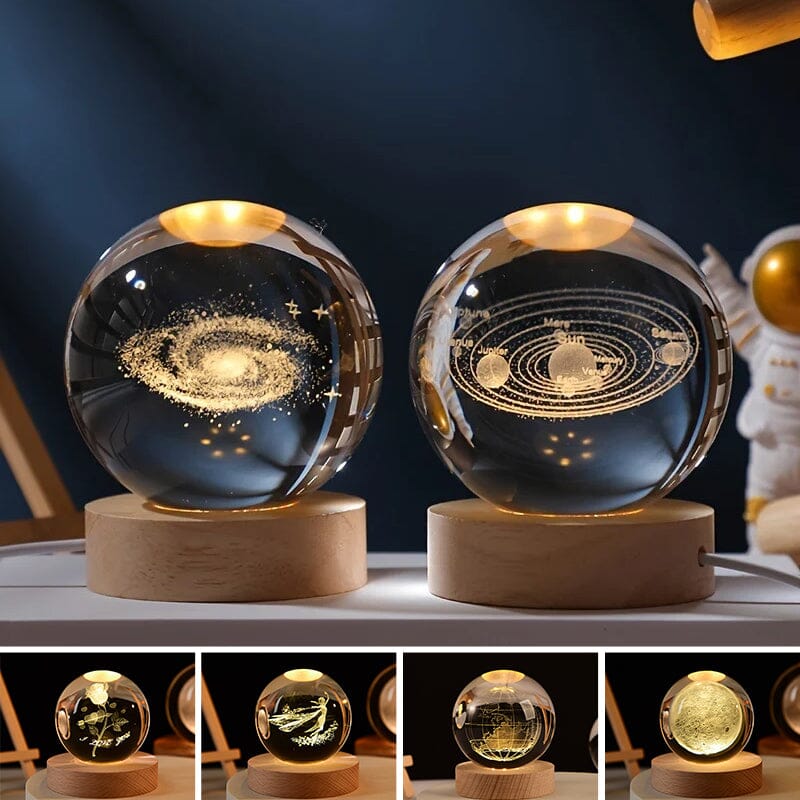 Luxury Crystal Globe Table Lamp With Wooden Stand - Yeezlab