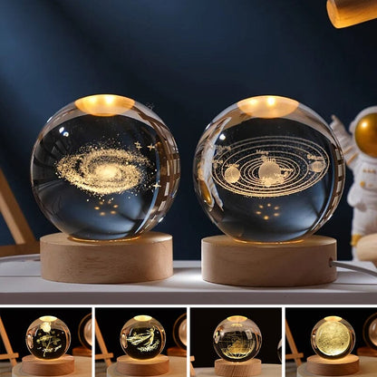 Luxury Crystal Globe Table Lamp With Wooden Stand - Yeezlab