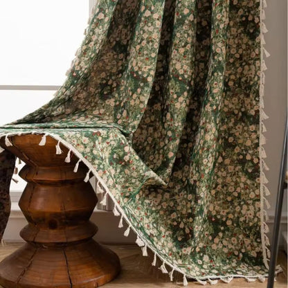 Elegant Floral Print Window Curtain