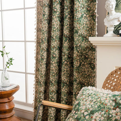Elegant Floral Print Window Curtain