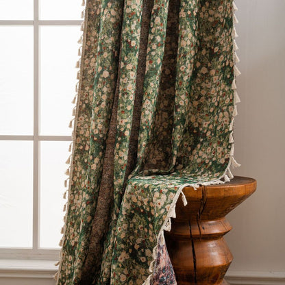Elegant Floral Print Window Curtain