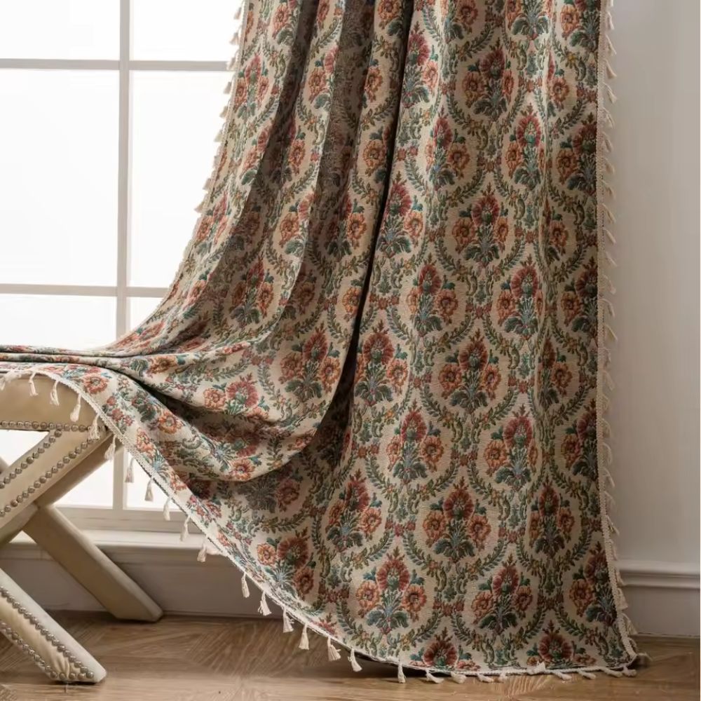Elegant Floral Print Window Curtain