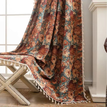 Elegant Floral Print Window Curtain